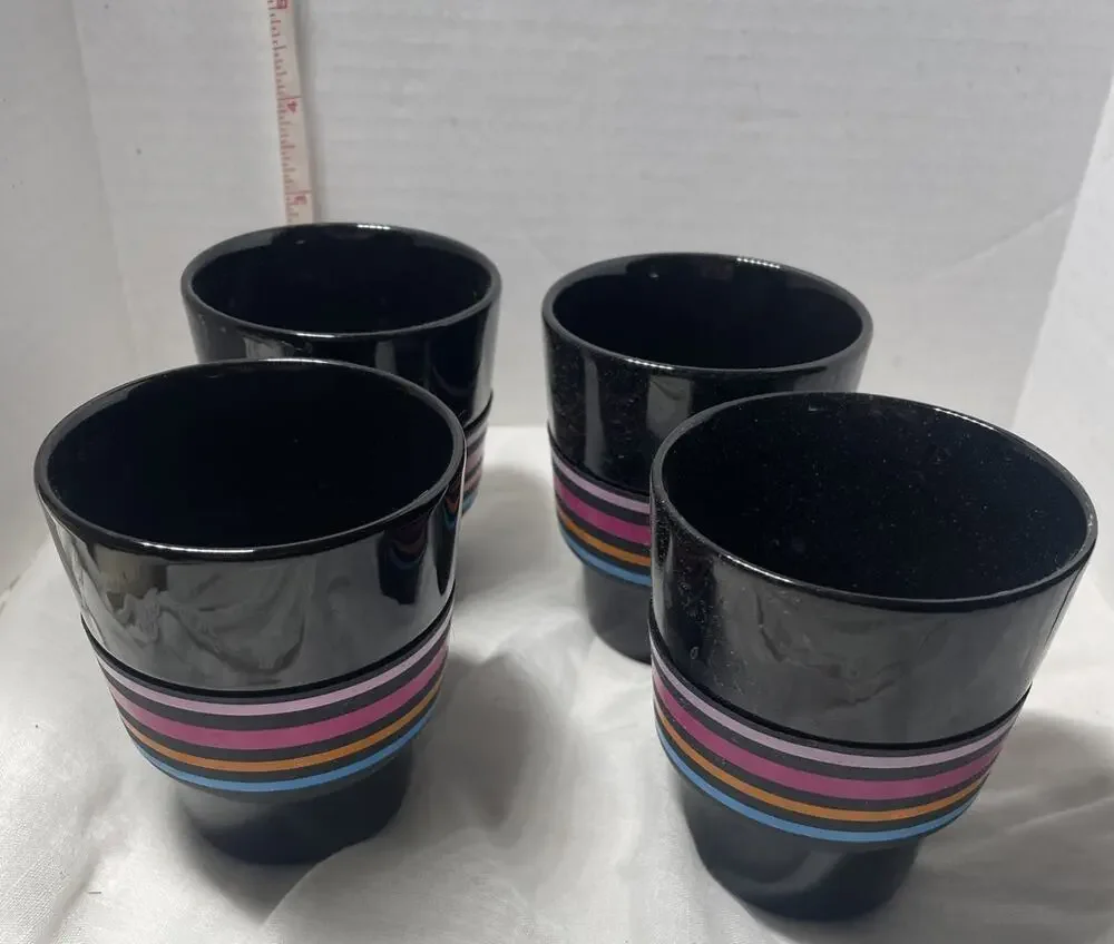 Nespresso Set of 4 Black Lungo Cups Geckeler Michels Touch Collection D1722